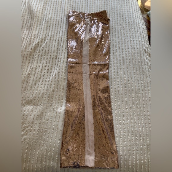 Rachel Zoe Sequin Glitter Lined Pants- Champagne color. Size M 8-10 fits long - Picture 2 of 5